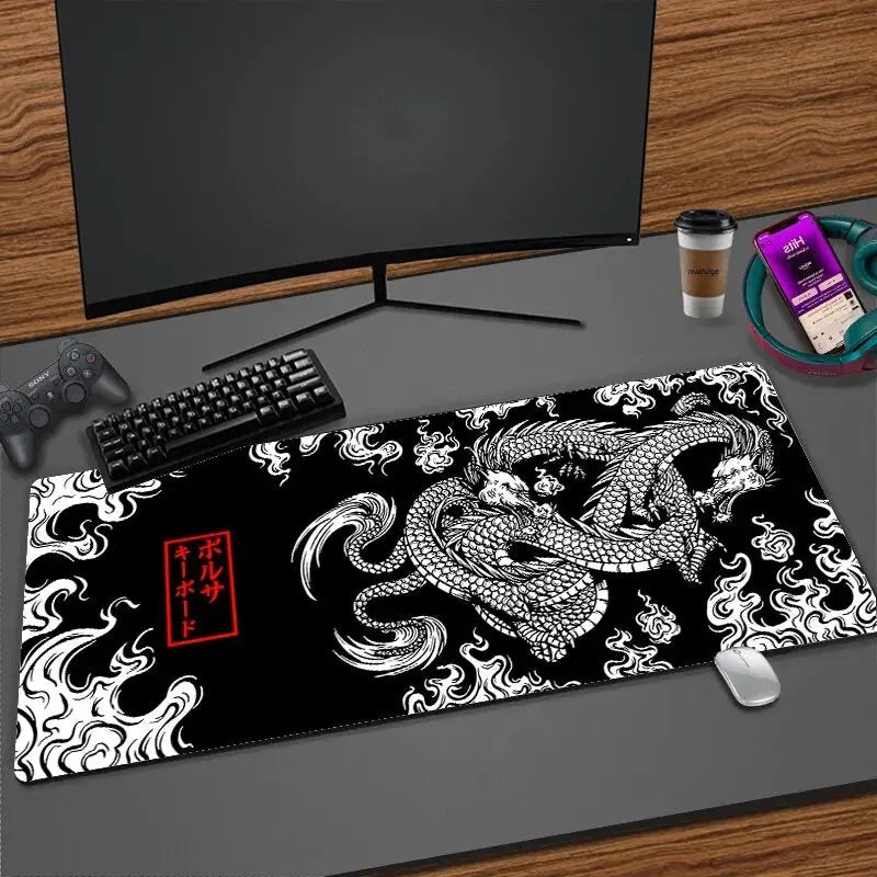 Japanese Dragon Large Gaming Mousepad XXL Keyboard Gamer Mouse Pad on The Table Speed Desk Mat Anime 900x400 700X300 Mouse Mats App Casa