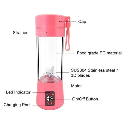 Mini Liquidificador Portátil Usb Juice Shake 6 Lâminas App Casa